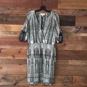 New Print dress with sleeves & Pockets